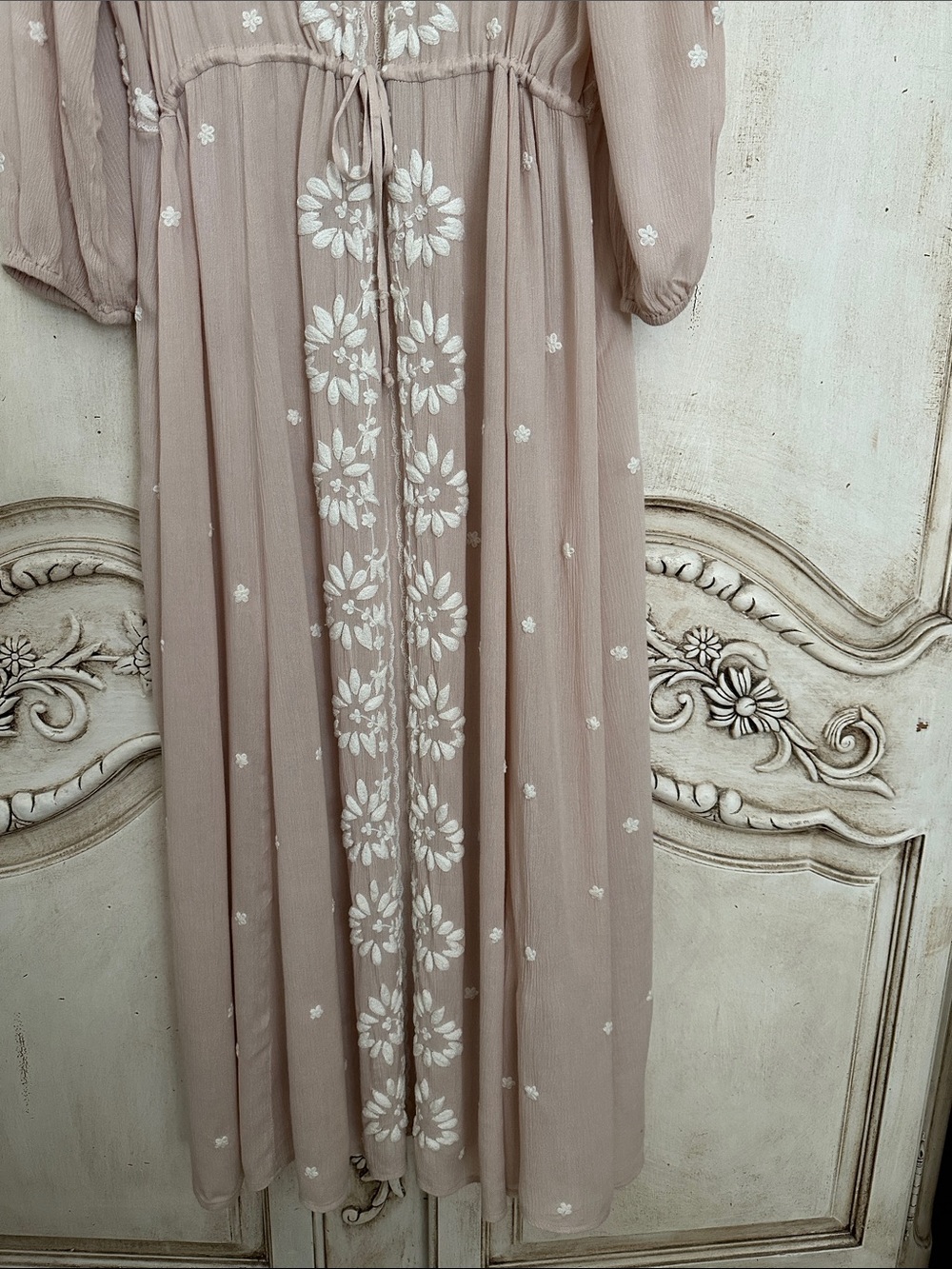 Free People Tan Maxi Dress with White Floral Embroidery - Picture 6 of 9